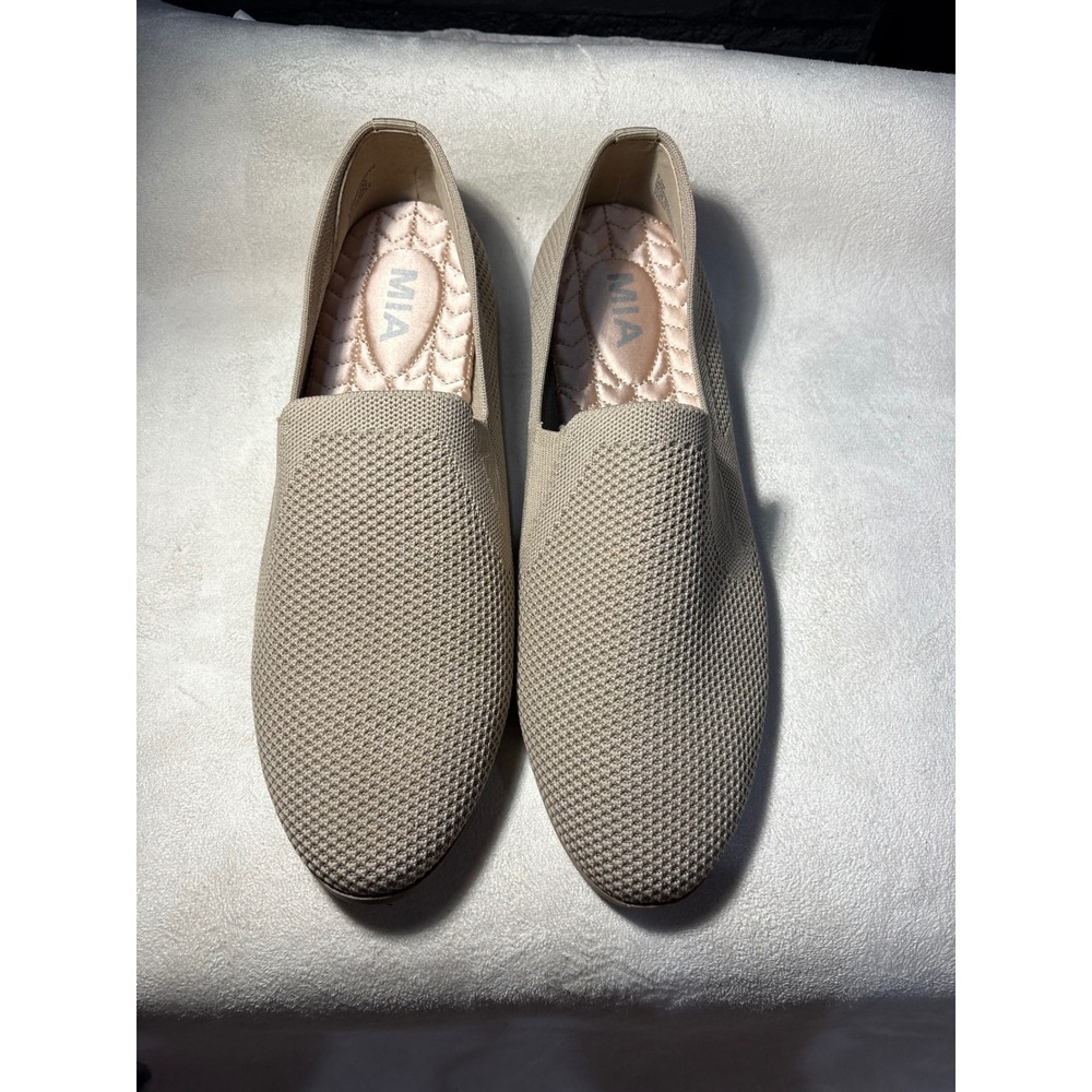 MIA Flats Women 9.5 Beige Daphnie Knit Pointed Toe Slip On Comfort Breathable